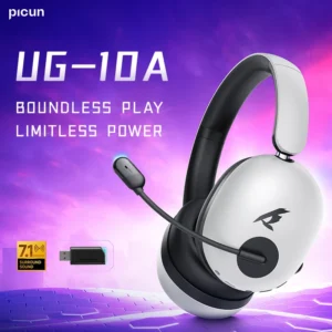 Picun UG-10A Gaming Wireless Headphone with Mic Over-Ear Headset 56dB Bluetooth 6.0 40mm Driver 2.4G/Wireless/Cable Earphones