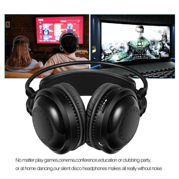200m Ultra low bass Silent disco Wireless headphones 4pcs - RF Silent Disco earphones For iPod MP3 DJ music pary club meeting - Image 2